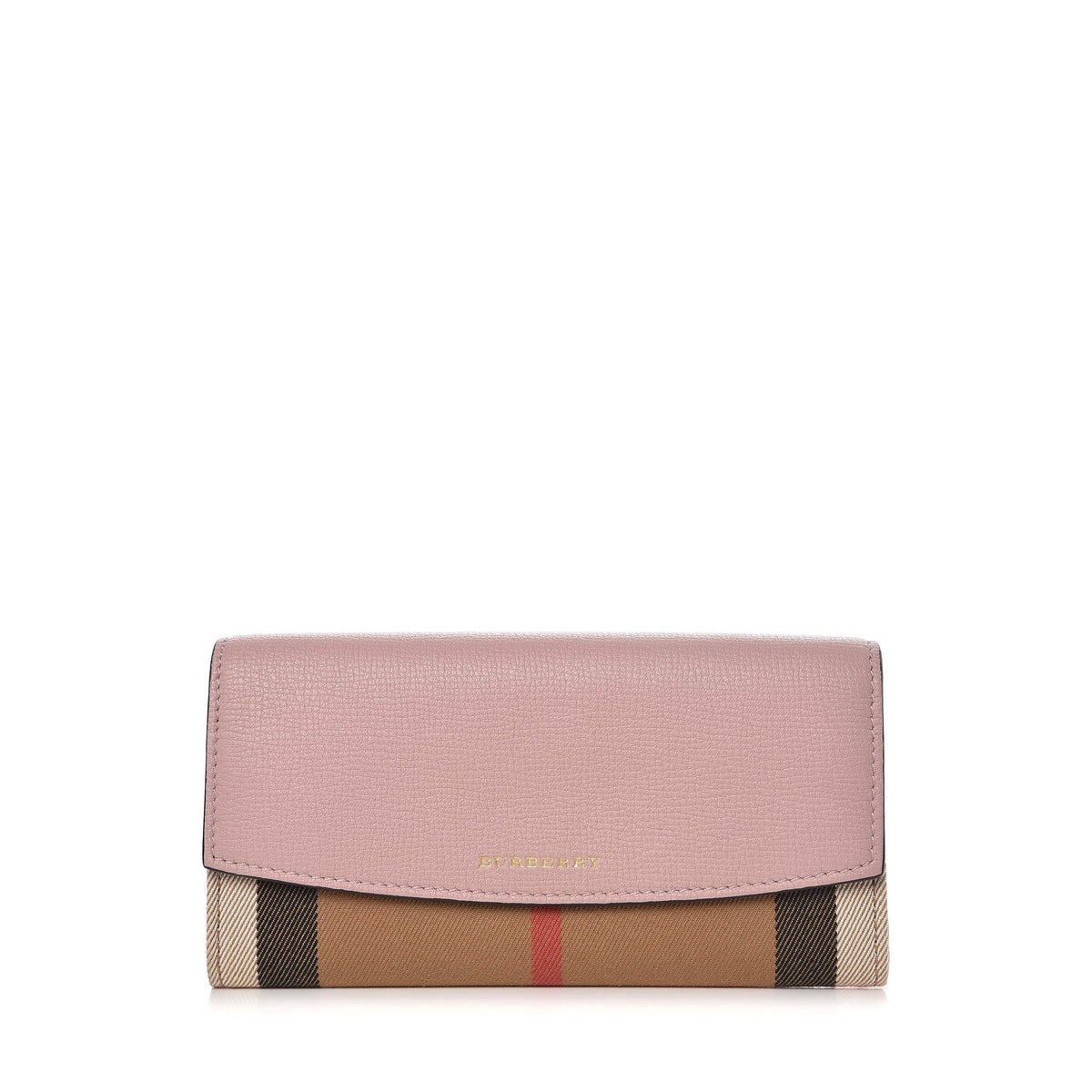 Porter House Check And Leather Continental Wallet Pink
