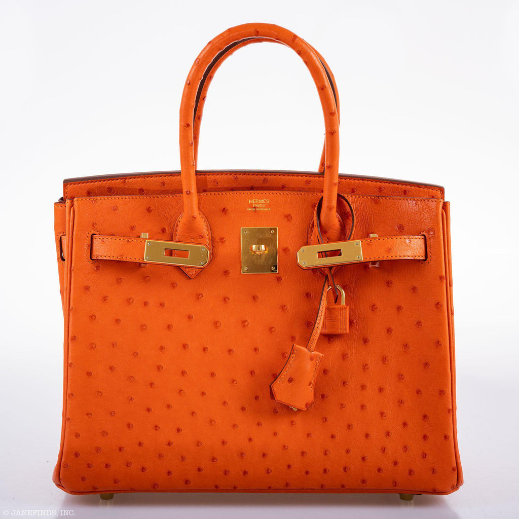 Hermes Birkin 30 Tangerine Ostrich with Gold Hardware - 2016, X