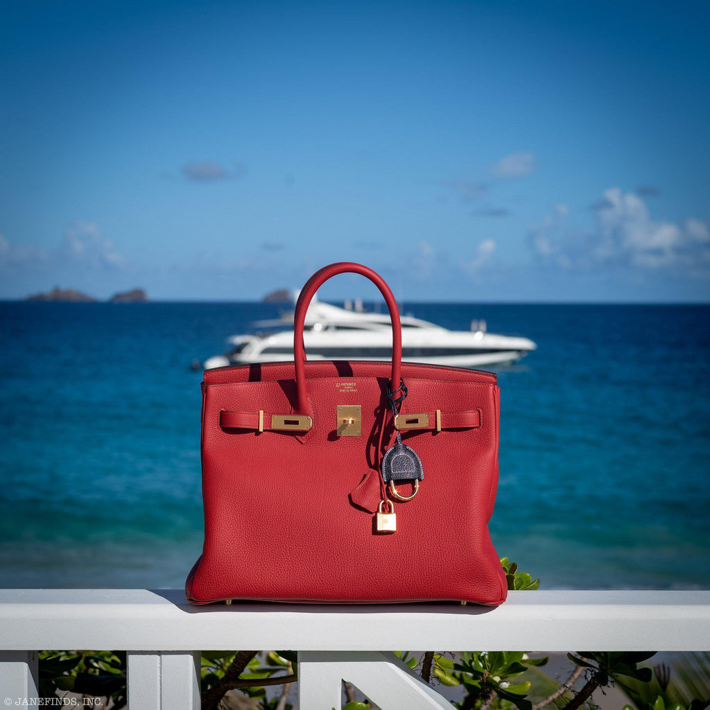 Hermes Birkin 35 HSS Rouge Vif Togo Brushed Gold Hardware - 2020, Y