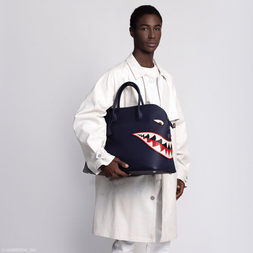 Hermes Bolide 40 Shark Indigo Blue Togo Unisex Bag Palladium Hardware