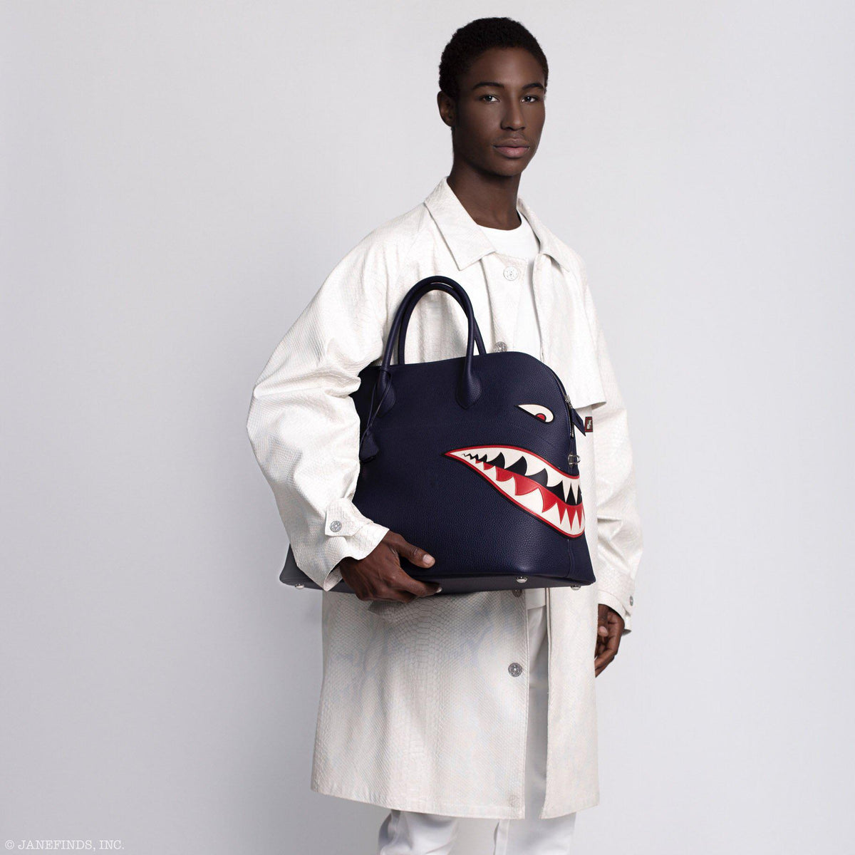 Hermes Bolide 40 Shark Indigo Blue Togo Unisex Bag Palladium Hardware