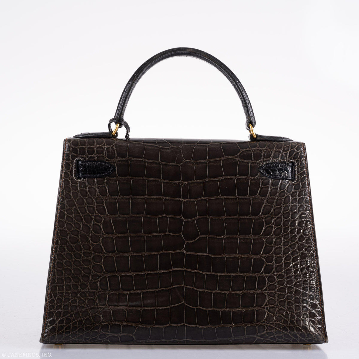 Hermes Kelly 28 Sellier Miel, Graphite & Black Alligator with Gold Hardware - 1995, Y Circle