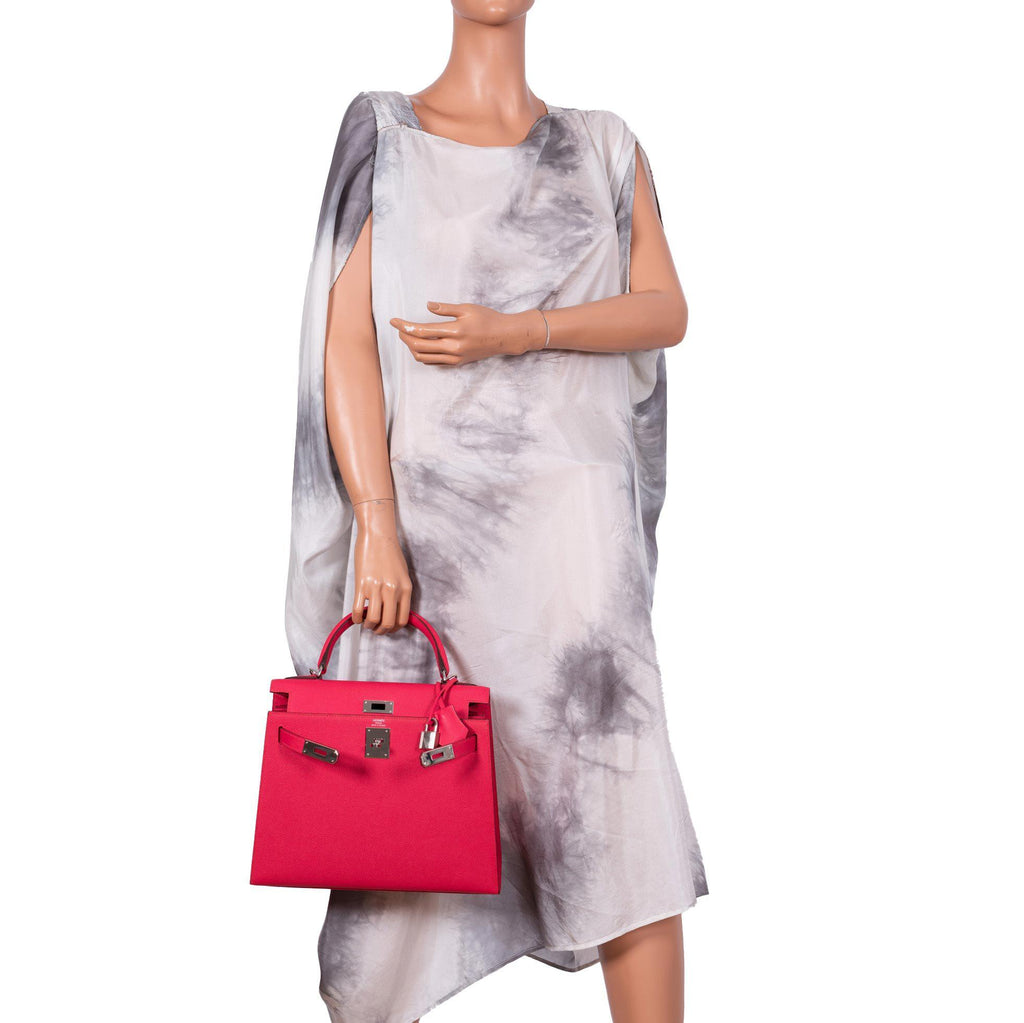 Hermes Kelly 28 Sellier Rose Extreme Epsom leather Palladium Hardware - 2019, D