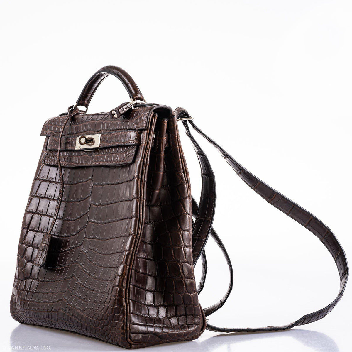Hermes Kelly Ado 27 Matte Havane Nilo Crocodile with Palladium Hardware - 2001, E Square