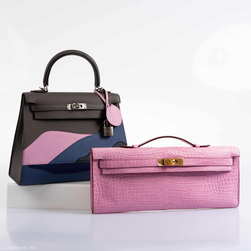 Hermes Kelly Cut Pochette 5P Bubblegum Pink Matte Porosus Crocodile Gold Hardware - 2019, D