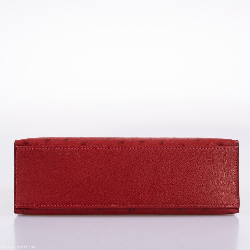 Hermes Kelly Mini Pochette Rouge Vif Ostrich Gold Hardware - 2017, A