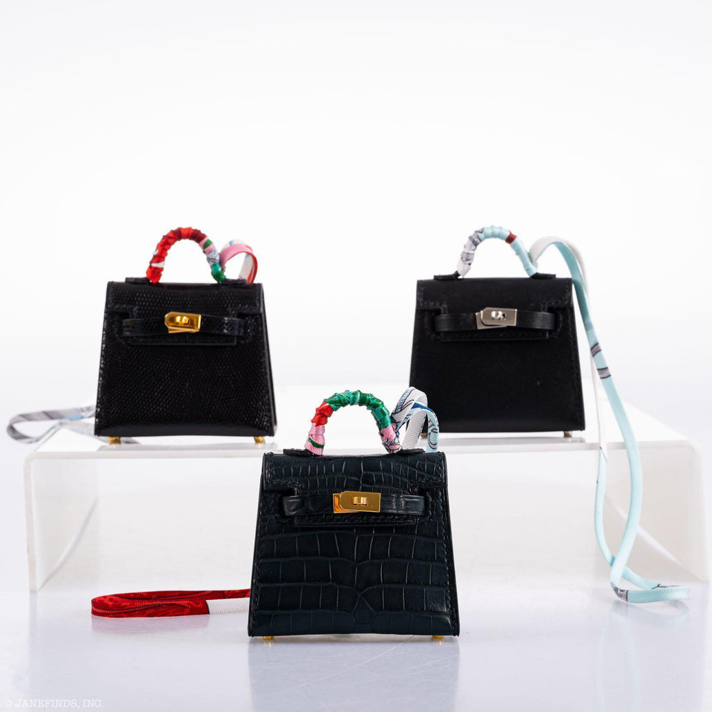 Hermes Micro Kelly Twilly Charm Vert Cyprès Matte Croc Gold Hardware - 2020, Y