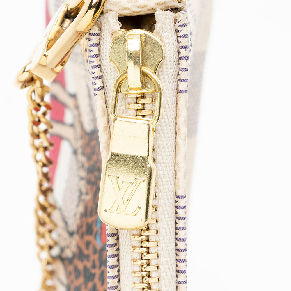Louis Vuitton Limited Edition Damier Azur Animation Giraffe Mini Pochette Accessoires (SHF-18071)