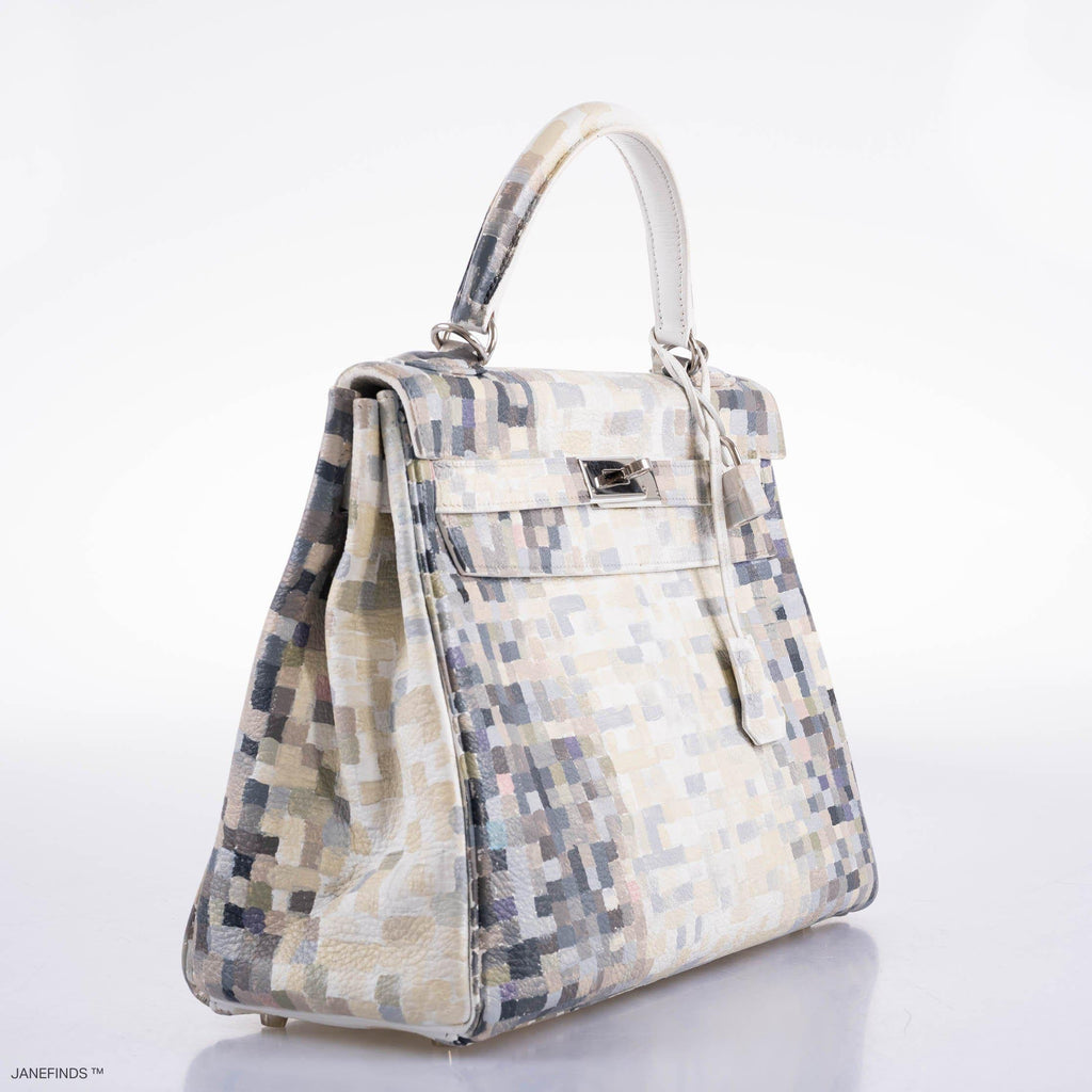 Vintage Hermes Kelly 32 Digital Hima Custom Painted Clemence with Palladium Hardware - 2004, H Square