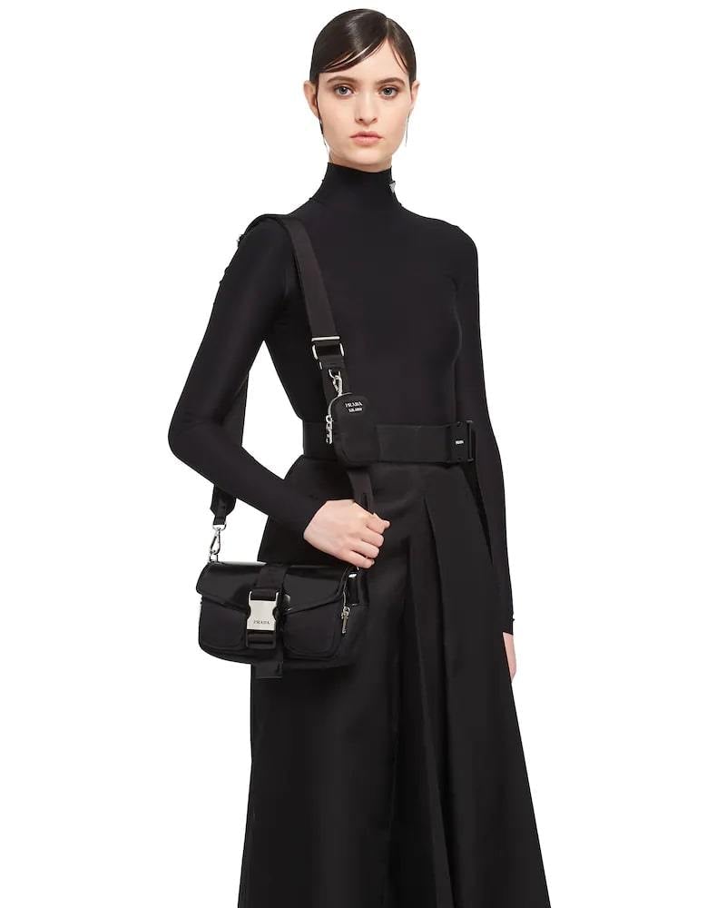 Prada Pocket Nylon and Brushed Leather Bag